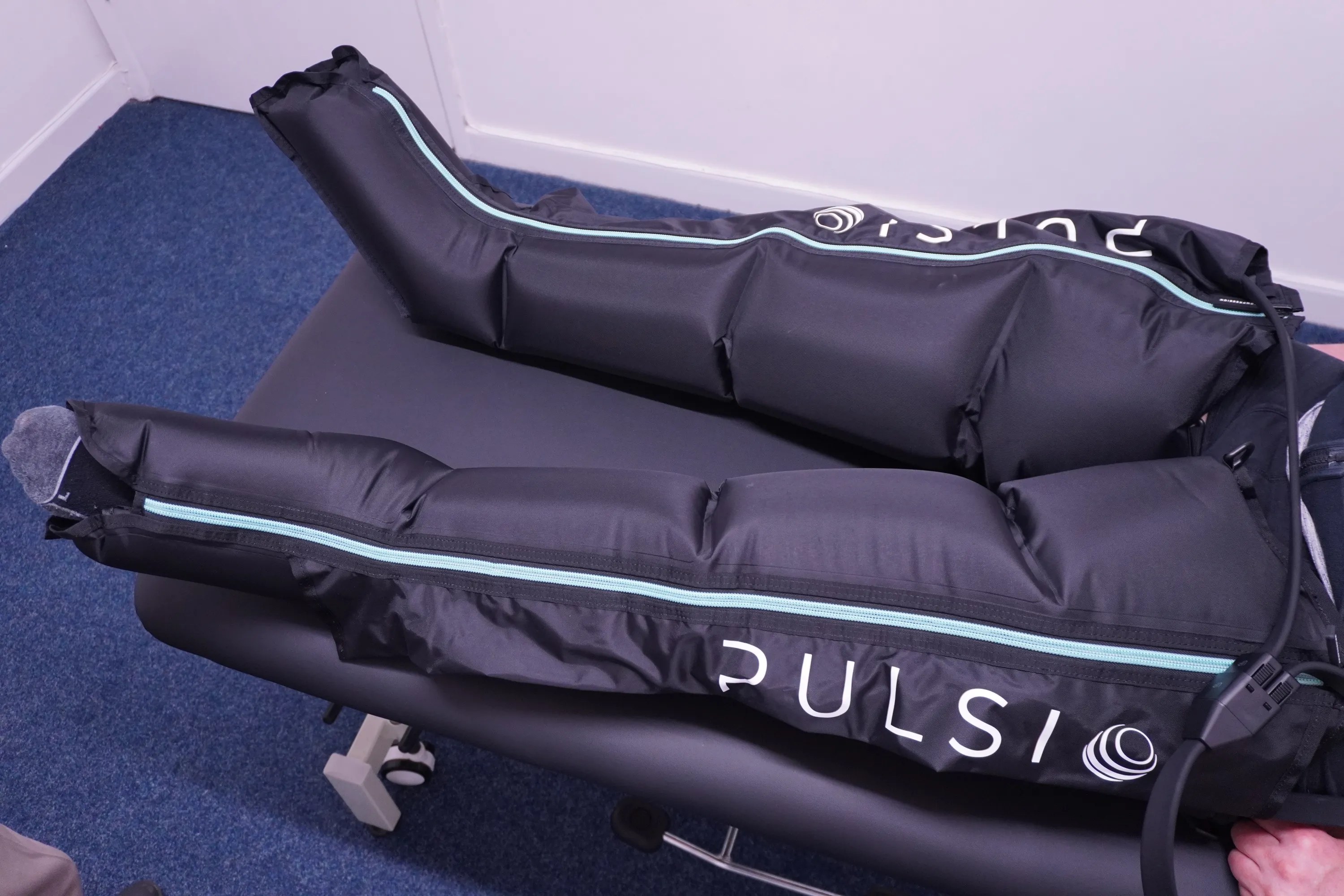 Pulsio compression boots used for Hyrox athlete recovery at Muscle Relief Therapy Swansea